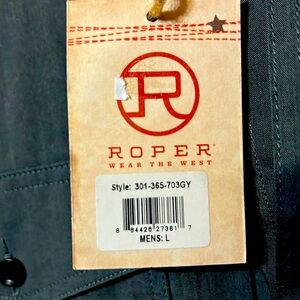 ROPER Men's Classic Grey Button Down Shirt Long sleeve Large smoke free home